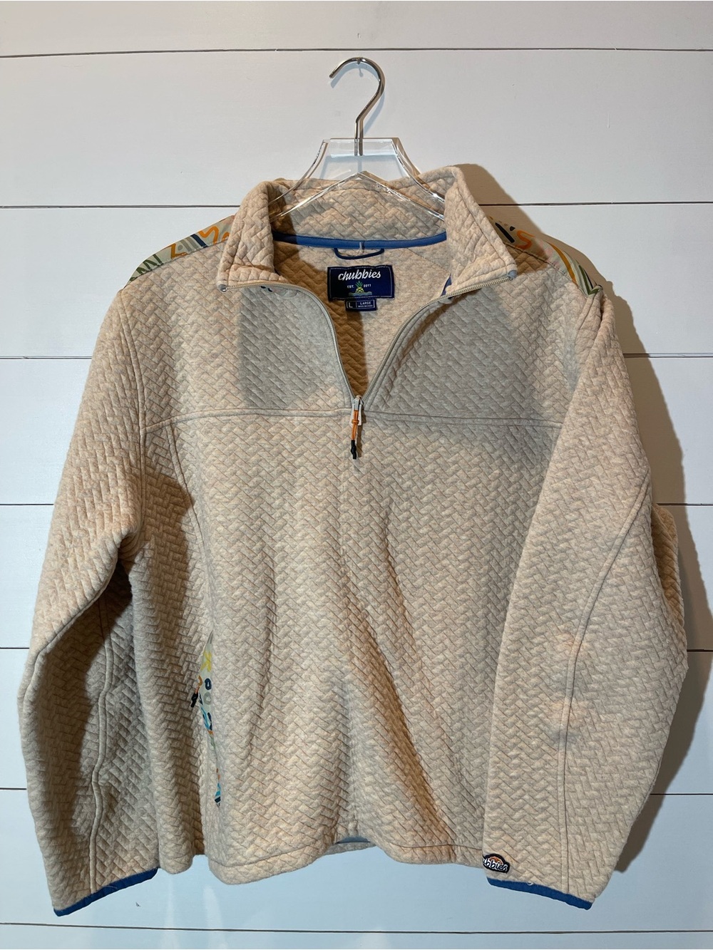 Chubbies Men's Cream Textured Everyday Quarter-Zip Pullover Size Large